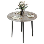 Table à manger ronde avec plateau en marbre et pieds en métal pour salle à manger ou cuisine