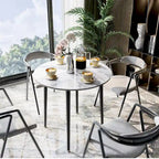 Table à manger ronde avec plateau en marbre et pieds en métal pour salle à manger ou cuisine