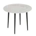 Table à manger ronde avec plateau en marbre et pieds en métal pour salle à manger ou cuisine