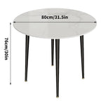 Table à manger ronde avec plateau en marbre et pieds en métal pour salle à manger ou cuisine