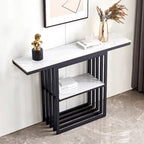 Console Moderne, Cadre Métallique avec patins réglables pour Entrée, Couloir, Salon et Bureau (Noir).