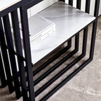 Console Moderne, Cadre Métallique avec patins réglables pour Entrée, Couloir, Salon et Bureau (Noir).
