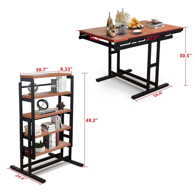Table transformable en bois/Table-étagère convertible pour petits espaces/Étagère de présentation polyvalente