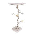 28 White and Gold Welling Demilune Round Side Table