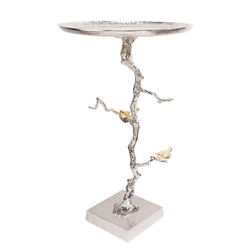 28 White and Gold Welling Demilune Round Side Table