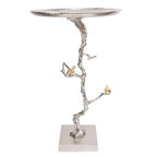 Table d'appoint ronde demi-lune Welling blanche et dorée 28