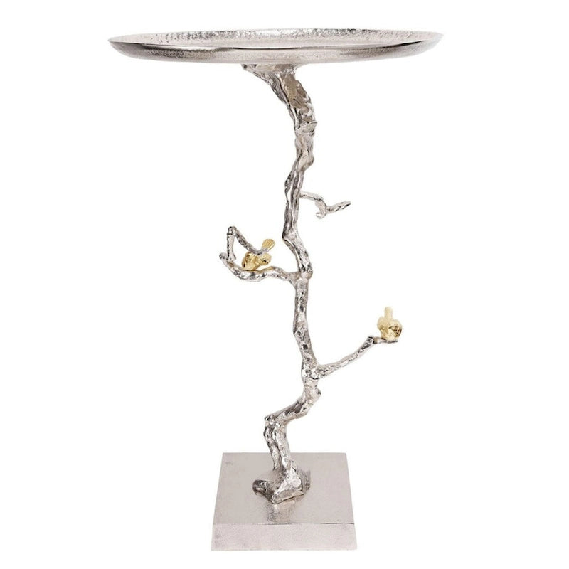 Table d'appoint ronde demi-lune Welling blanche et dorée 28