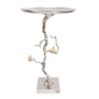 Table d'appoint ronde demi-lune Welling blanche et dorée 28