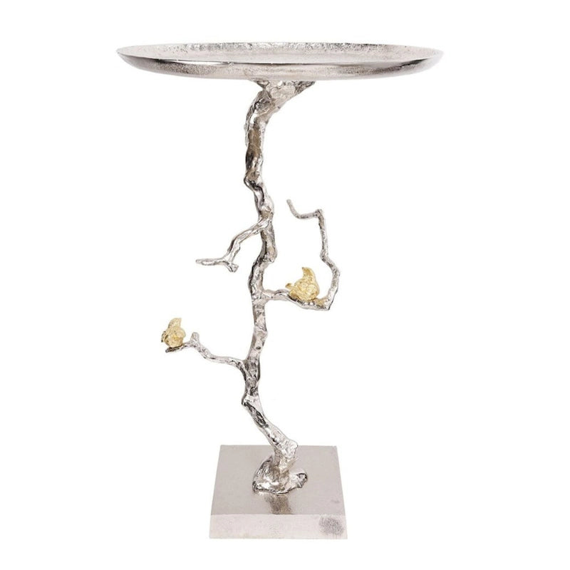 Table d'appoint ronde demi-lune Welling blanche et dorée 28