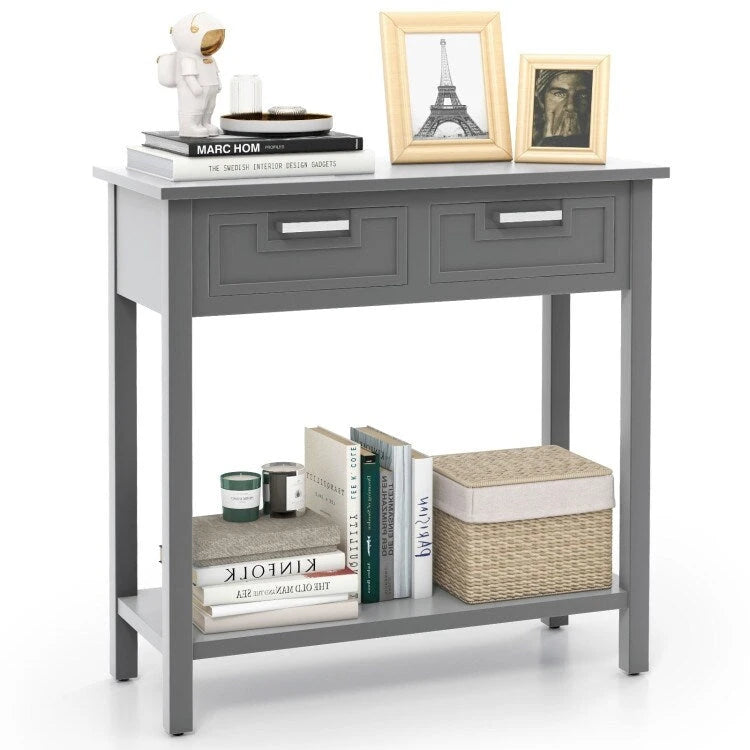 Console étroite avec tiroirs et étagère de rangement ouverte - 80L x 35,5l x 81H