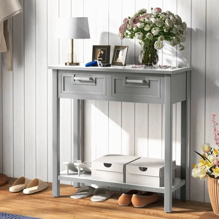 Console étroite avec tiroirs et étagère de rangement ouverte - 80L x 35,5l x 81H