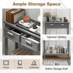 Console étroite avec tiroirs et étagère de rangement ouverte - 80L x 35,5l x 81H
