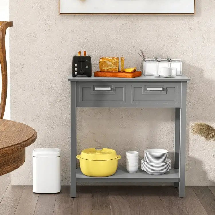 Console étroite avec tiroirs et étagère de rangement ouverte - 80L x 35,5l x 81H