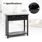 Console étroite avec tiroirs et étagère de rangement ouverte - 80L x 35,5l x 81H