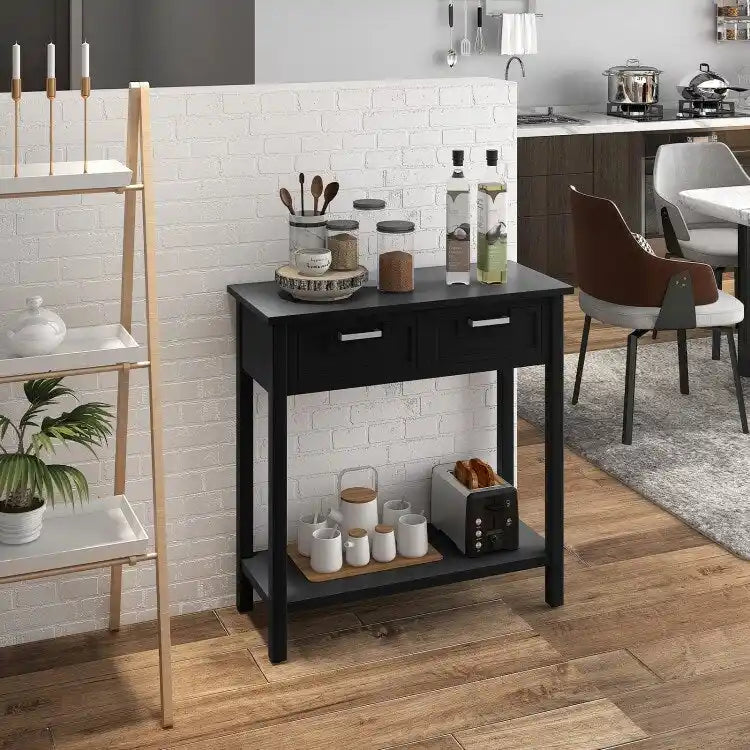 Console étroite avec tiroirs et étagère de rangement ouverte - 80L x 35,5l x 81H