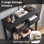 Console étroite avec tiroirs et étagère de rangement ouverte - 80L x 35,5l x 81H