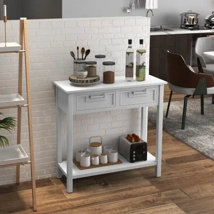 Console étroite avec tiroirs et étagère de rangement ouverte - 80L x 35,5l x 81H