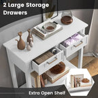 Console étroite avec tiroirs et étagère de rangement ouverte - 80L x 35,5l x 81H