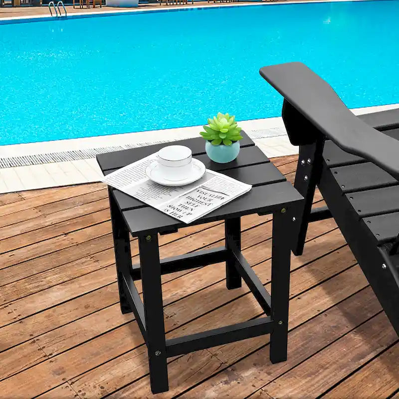 Costway Table d'appoint carrée en lattes de bois pour terrasse de jardin – Voir détails