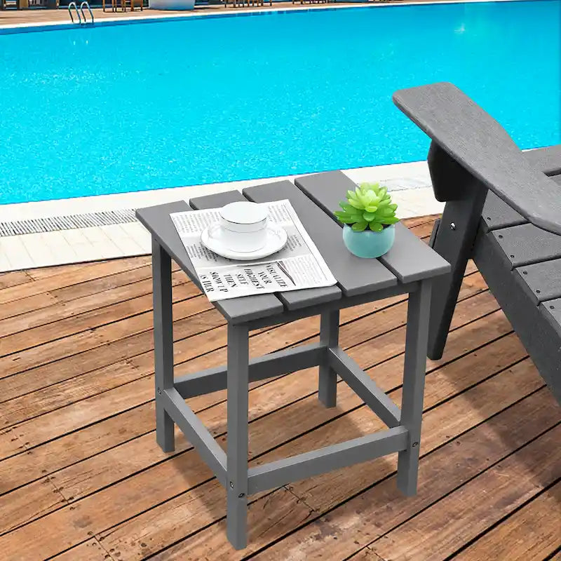 Costway Table d'appoint carrée en lattes de bois pour terrasse de jardin – Voir détails