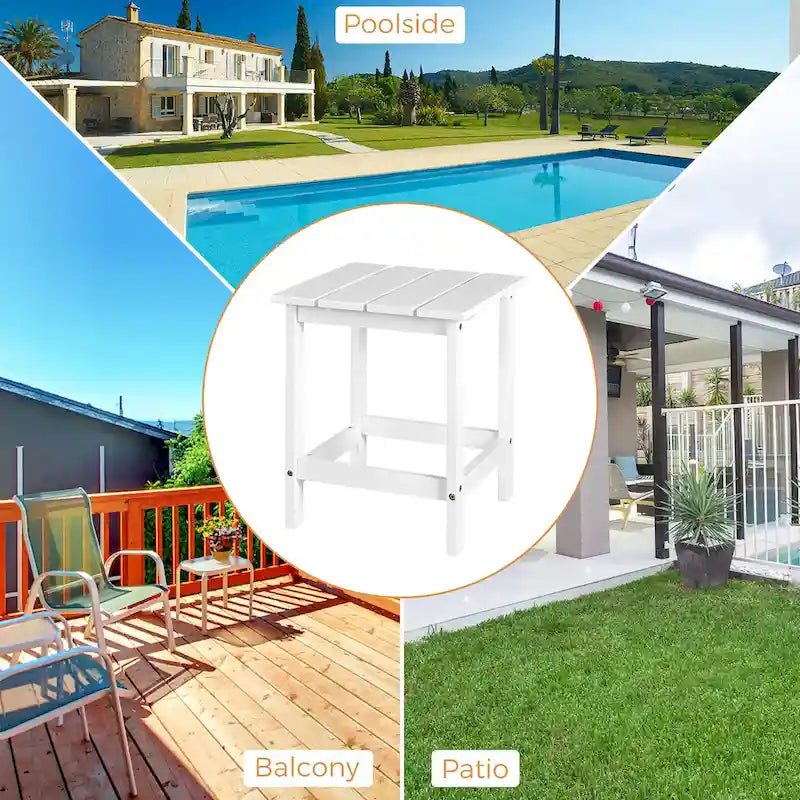 Costway Table d'appoint carrée en lattes de bois pour terrasse de jardin – Voir détails