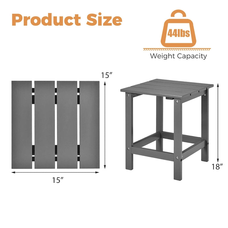 Costway Table d'appoint carrée en lattes de bois pour terrasse de jardin – Voir détails