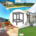 Costway Table d'appoint carrée en lattes de bois pour terrasse de jardin – Voir détails