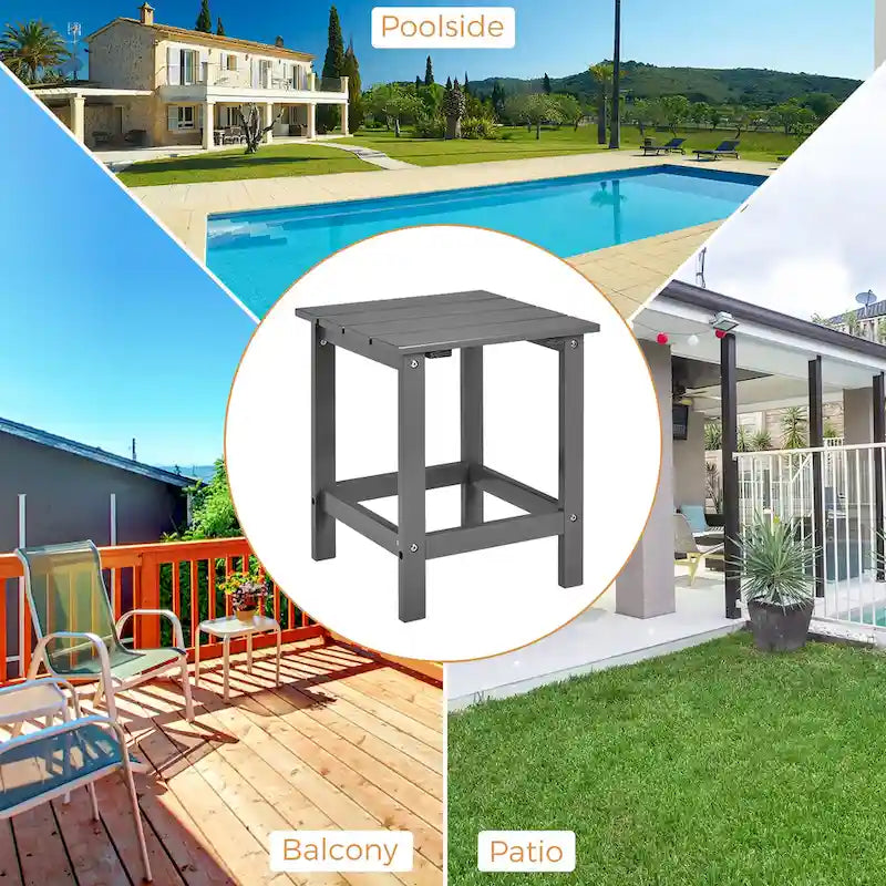 Costway Table d'appoint carrée en lattes de bois pour terrasse de jardin – Voir détails