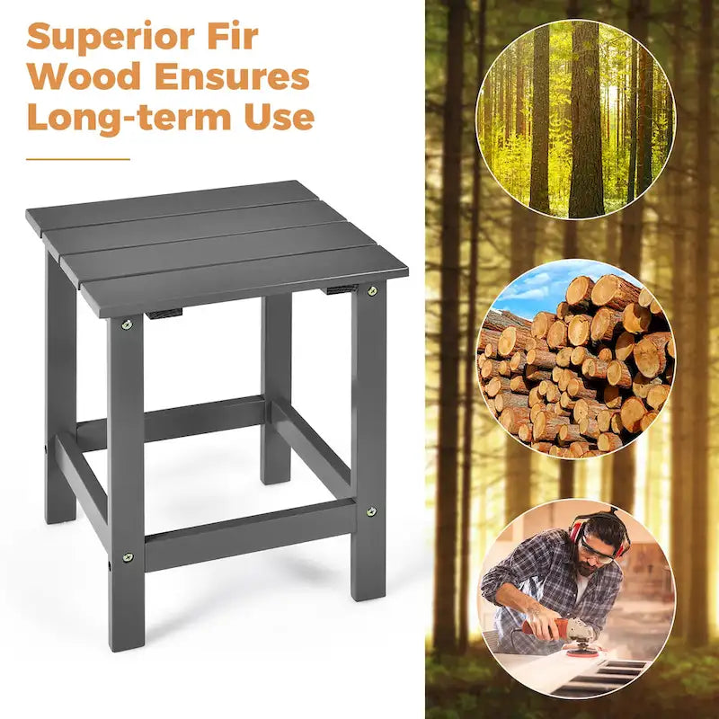 Costway Table d'appoint carrée en lattes de bois pour terrasse de jardin – Voir détails