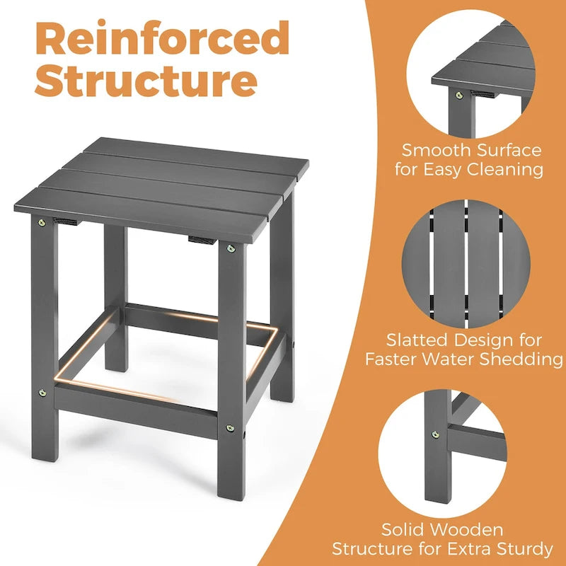 Costway Table d'appoint carrée en lattes de bois pour terrasse de jardin – Voir détails