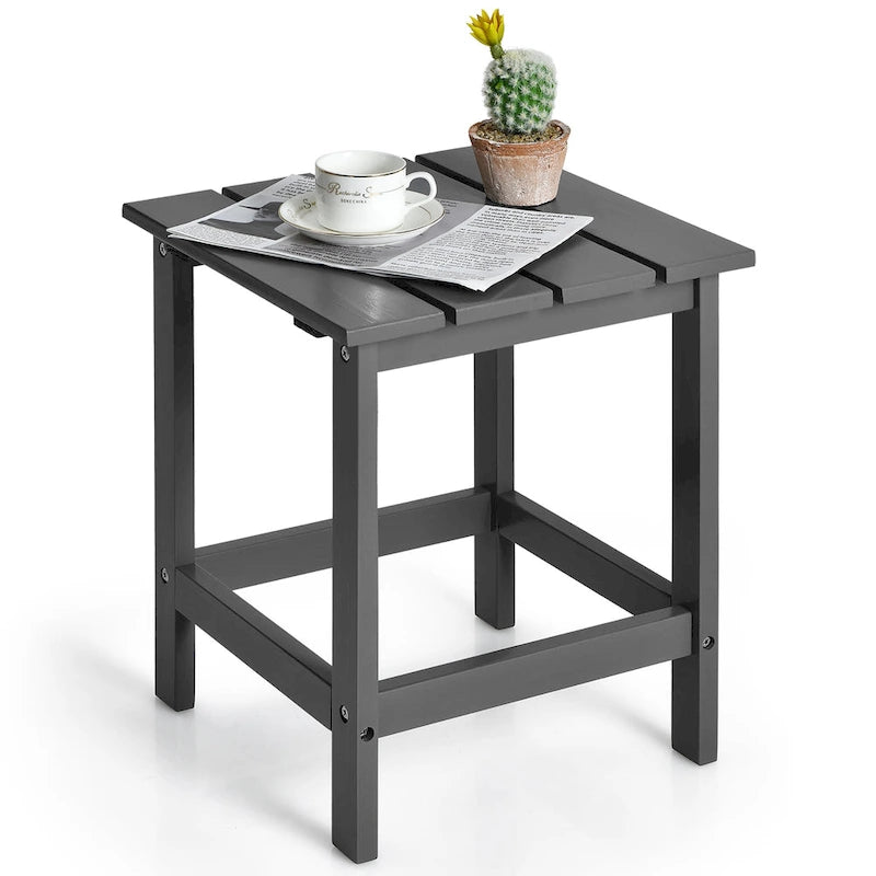 Costway Table d'appoint carrée en lattes de bois pour terrasse de jardin – Voir détails