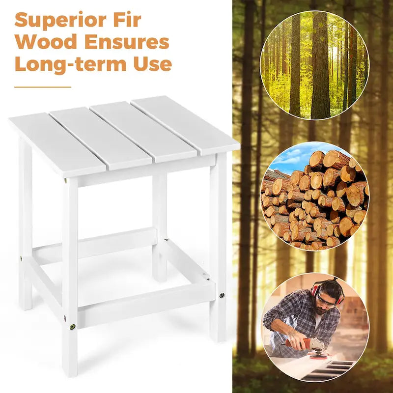 Costway Table d'appoint carrée en lattes de bois pour terrasse de jardin – Voir détails