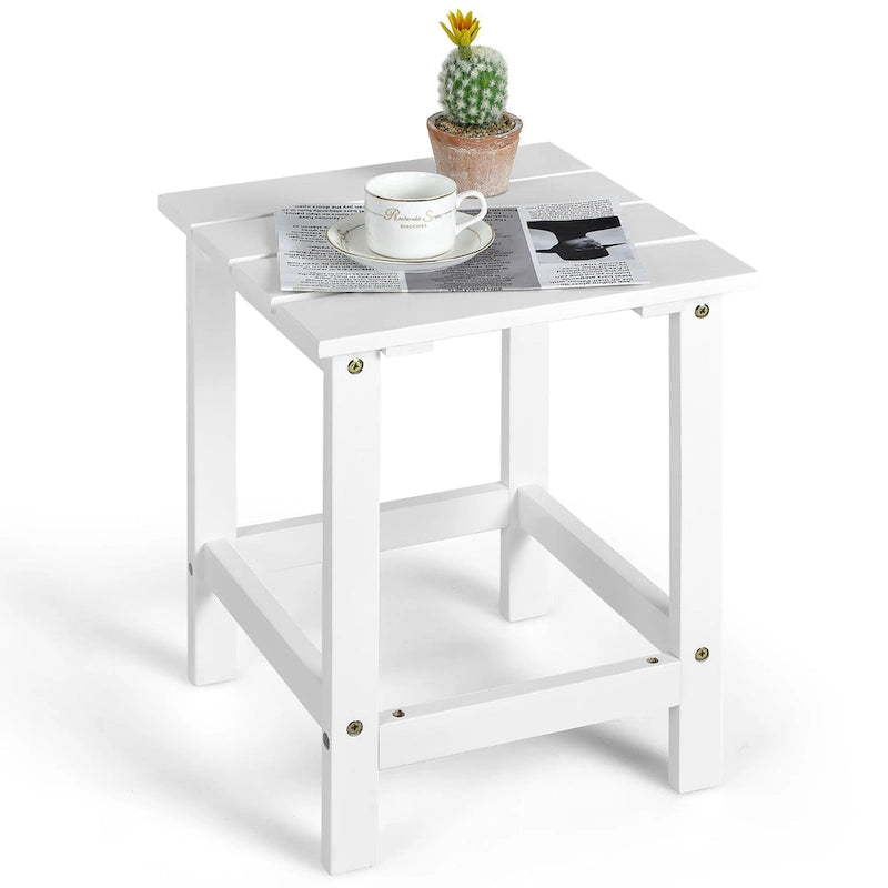 Costway Table d'appoint carrée en lattes de bois pour terrasse de jardin – Voir détails