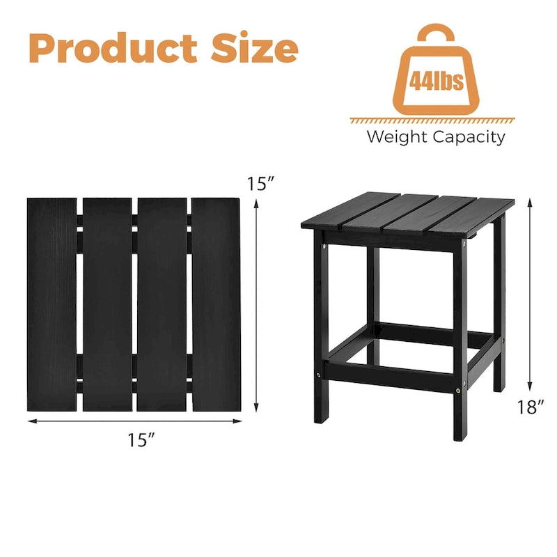 Costway Table d'appoint carrée en lattes de bois pour terrasse de jardin – Voir détails