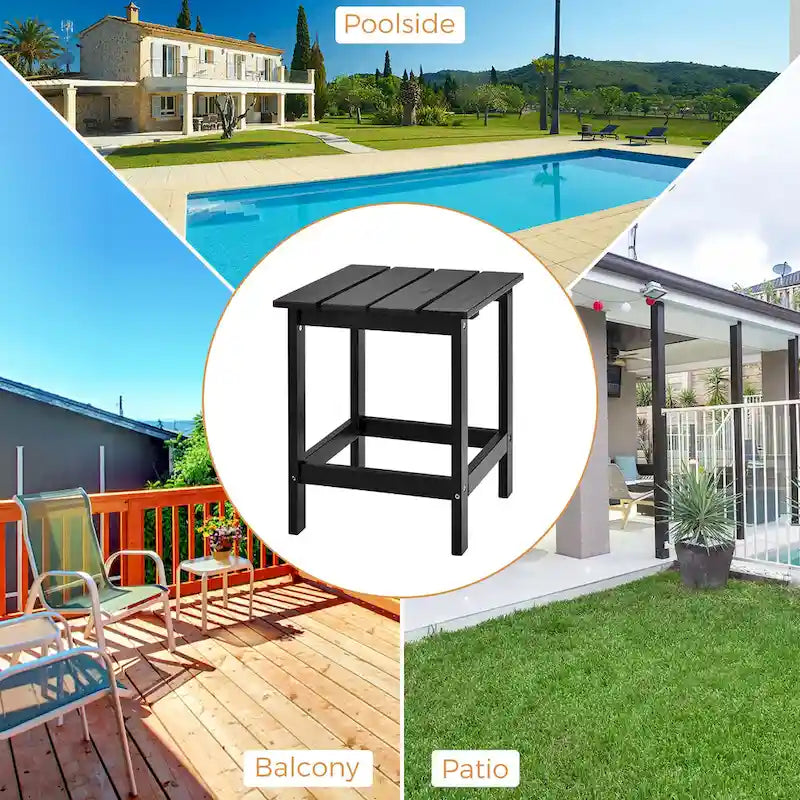 Costway Table d'appoint carrée en lattes de bois pour terrasse de jardin – Voir détails