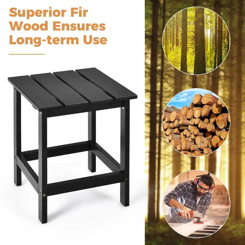 Costway Table d'appoint carrée en lattes de bois pour terrasse de jardin – Voir détails