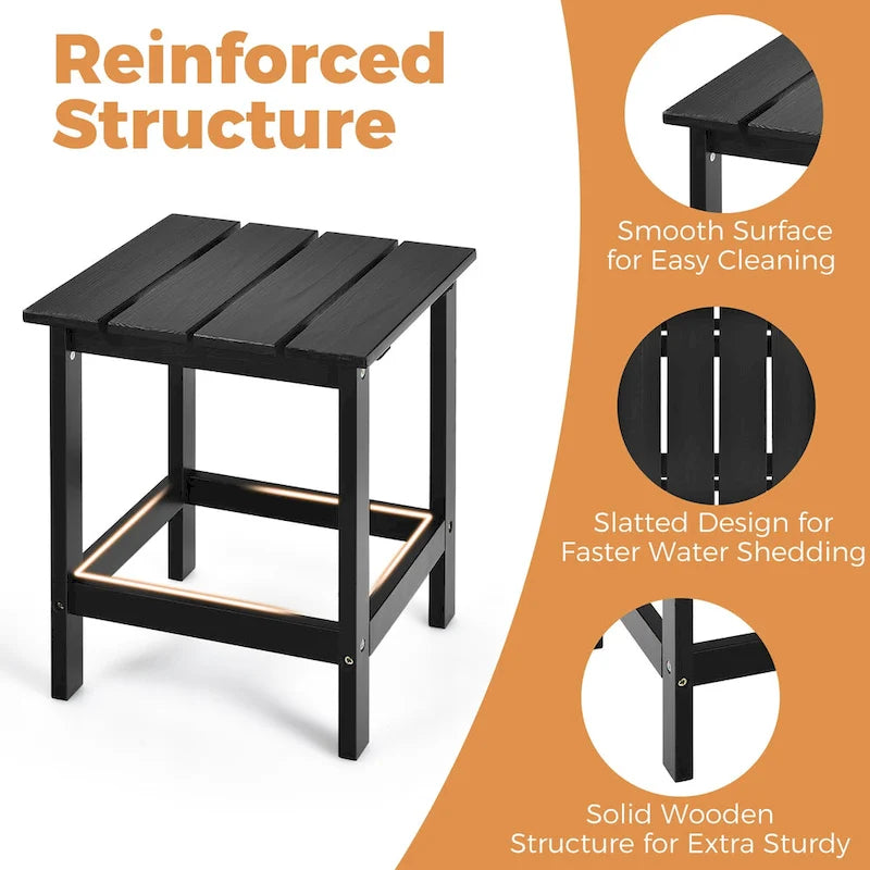 Costway Table d'appoint carrée en lattes de bois pour terrasse de jardin – Voir détails
