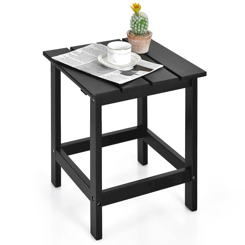 Costway Table d'appoint carrée en lattes de bois pour terrasse de jardin – Voir détails