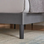 VECELO, Cadre de lit plateforme rembourré avec tête de lit cloutée Lit simple, double, Queen Size – Gris