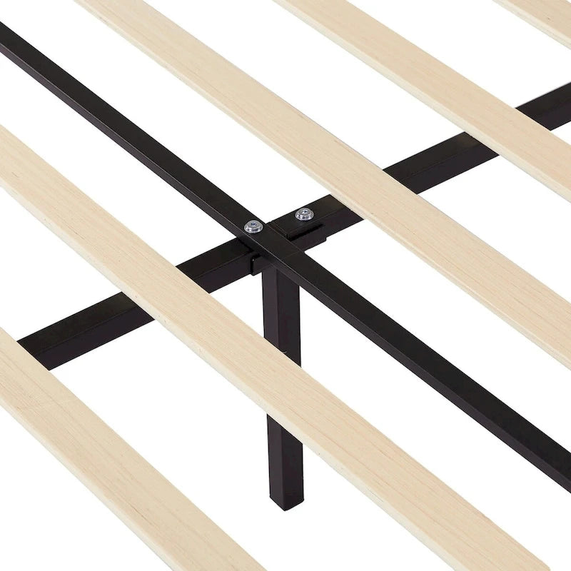 VECELO, Cadre de lit plateforme rembourré avec tête de lit cloutée Lit simple, double, Queen Size – Gris