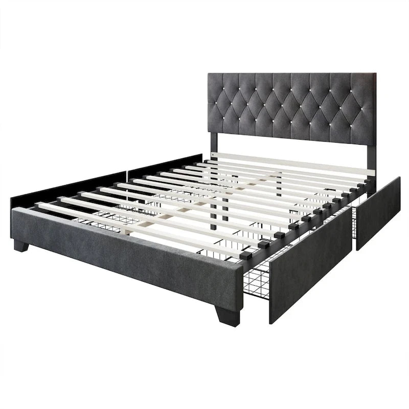Lit plateforme de rangement capitonné Sheffield