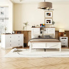 Chambres à coucher Complètes avec Lit Plateforme Double avec Station de Recharge, Table de Chevet, Commode (Lot de 3)