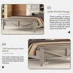 Chambres à coucher Complètes avec Lit Plateforme Double avec Station de Recharge, Table de Chevet, Commode (Lot de 3)