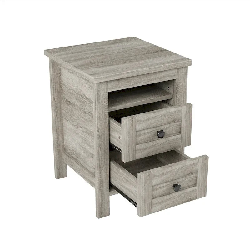 Chambres à coucher Complètes avec Lit Plateforme Double avec Station de Recharge, Table de Chevet, Commode (Lot de 3)