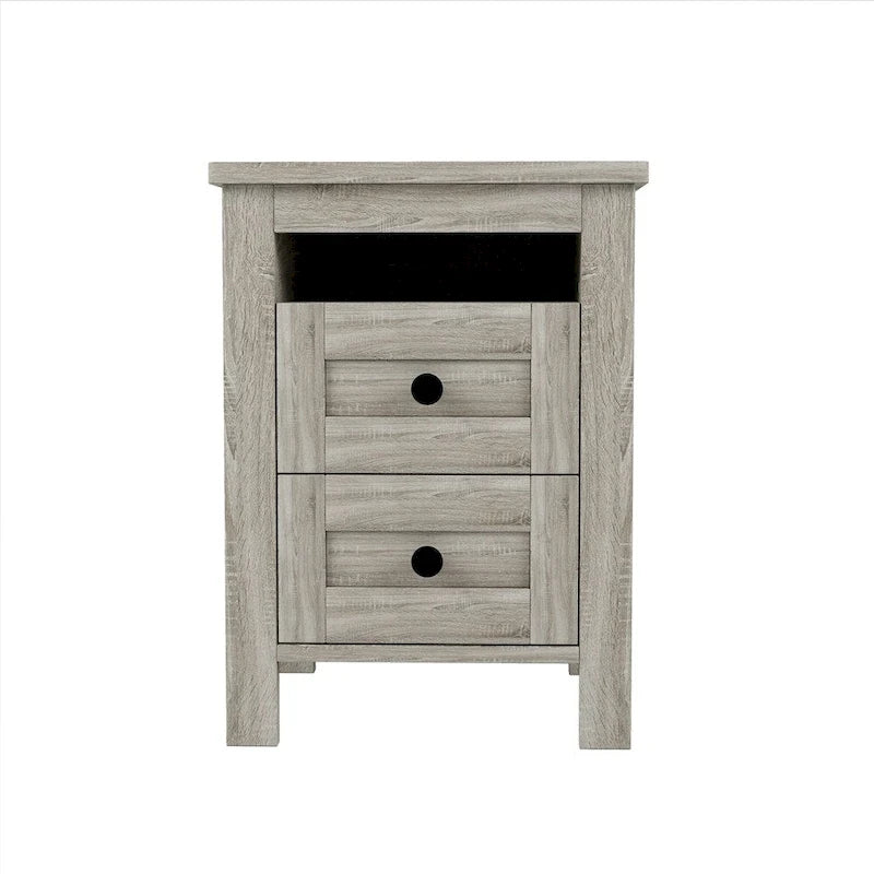 Chambres à coucher Complètes avec Lit Plateforme Double avec Station de Recharge, Table de Chevet, Commode (Lot de 3)