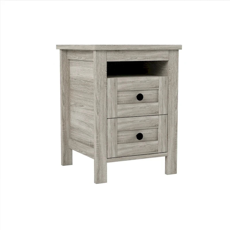 Chambres à coucher Complètes avec Lit Plateforme Double avec Station de Recharge, Table de Chevet, Commode (Lot de 3)