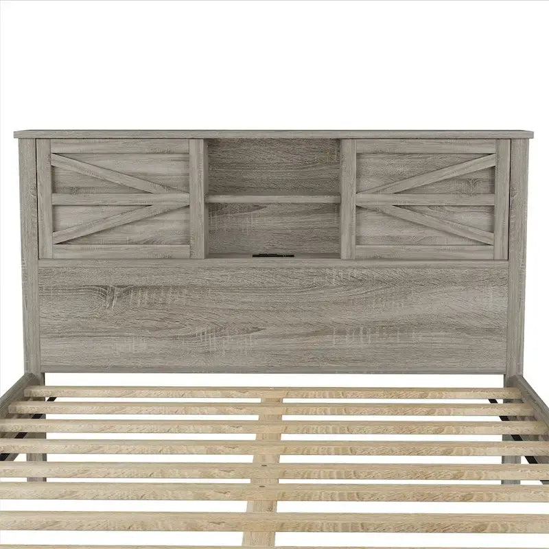 Chambres à coucher Complètes avec Lit Plateforme Double avec Station de Recharge, Table de Chevet, Commode (Lot de 3)