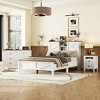Chambres à coucher Complètes avec Lit Plateforme Double avec Station de Recharge, Table de Chevet, Commode (Lot de 3)