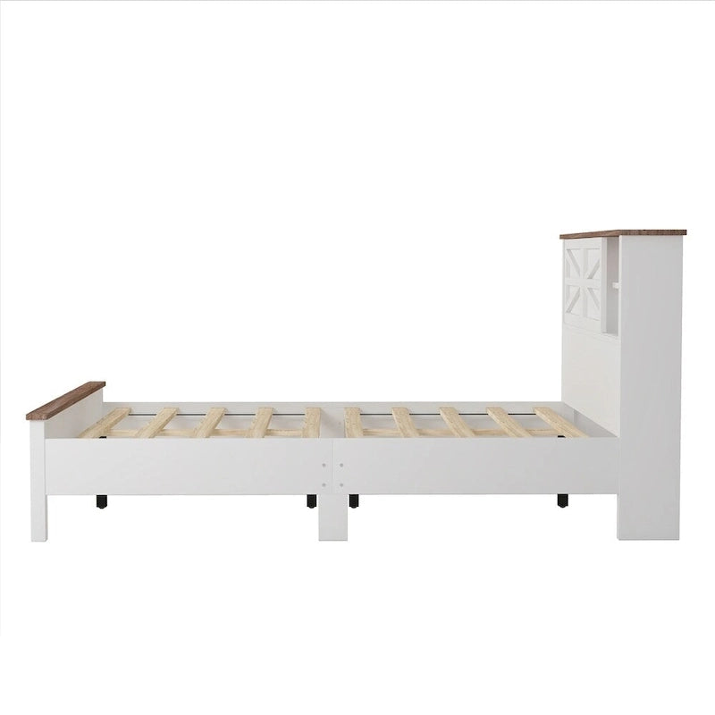 Chambres à coucher Complètes avec Lit Plateforme Double avec Station de Recharge, Table de Chevet, Commode (Lot de 3)
