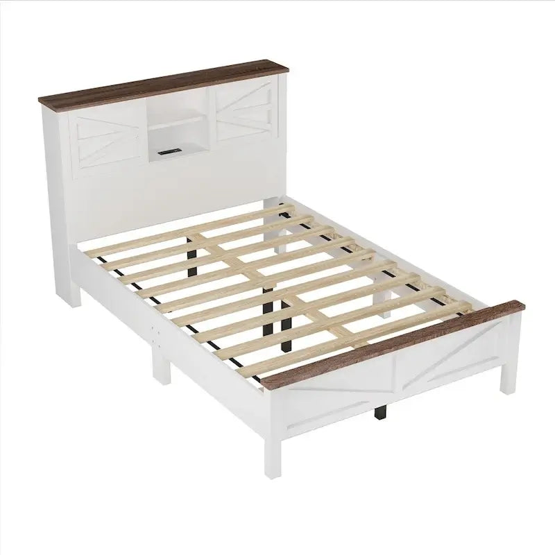 Chambres à coucher Complètes avec Lit Plateforme Double avec Station de Recharge, Table de Chevet, Commode (Lot de 3)